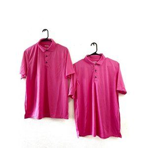 Lot of 2 Gildan Unisex Women Men Short Sleeve Solid Tagless Polo Shirt, Pink, M